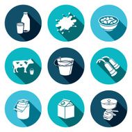 Milk production Icons set N2