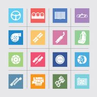 Car parts icons Color harmony