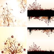 Vector set of grunge floral backgrounds