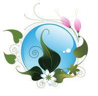 Floral pattern with blue aqua button