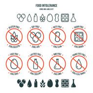 Food intolerance icons and labels set N2