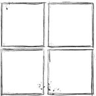 Set of black grunge frames isolated on white background N2