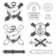 Set of vintage nautical labels icons and design elements N10