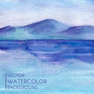 Watercolor landscape with lake and mountains in vector N2