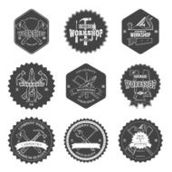 Vintage carpentry tools labels and design elements vector N6