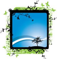 Lonely tree grunge frame