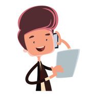 Man talking on phone vector illustration cartoon character N2