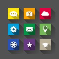Vector colorful flat long shadow web icons