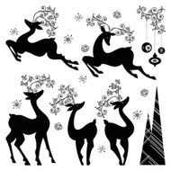Set of Holiday Reindeer (Black & White) N2