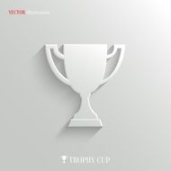 Trophy cup icon - vector white app button N2