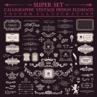 Calligraphic design elements Vector baroque set Vintage icons N2