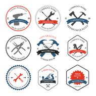 Vintage carpentry tools labels and design elements