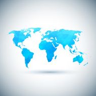 Low poly blue vector world map N2