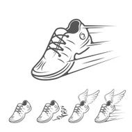 Speeding running shoe icons in five variations N2