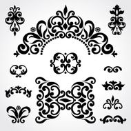 Vector set with classical ornament in Victorian style N7