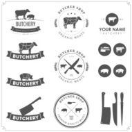Set of butcher shop labels and design elements N2