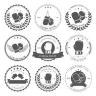 Boxing labels and badges set Vector N3