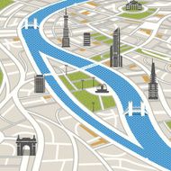 Abstract city map with buildings