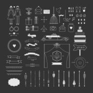 Wedding collection - vector icons badges arrows Wedding marriage bridal N2
