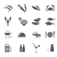 seafood icons mono vector symbols Illustration EPS10