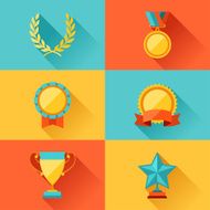 Trophy and awards in flat design style N6