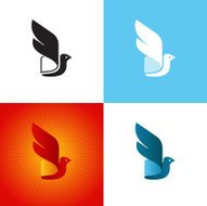 Stylized bird silhouette at different color variations