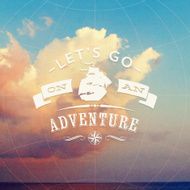 Type design with sailing vessel against a seascape clouds