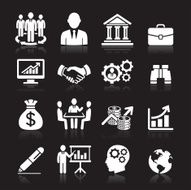 Business management and human resources white icons N2