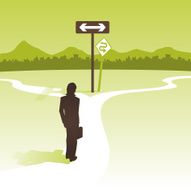 Woman at crossroads deciding on her career path