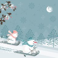 Snowmen skiing