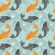Chinese carps seamless pattern N6
