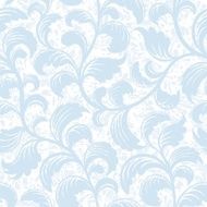 Curly Leaves Wallpaper Background Pattern in Blue (seamless) N2