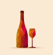 abstract geometric polygonal glass and bottle shape