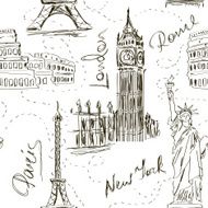 Seamless pattern of architectural landmarks N2
