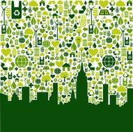 Green city eco icons background