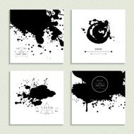 Inkblot collection Set of four cards Vector illustration N3