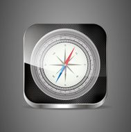 Glossy Compass app icon with windrose Vector Illustration EPS10