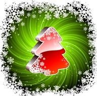 Holiday illustration with shiny 3d Christmas tree on green background