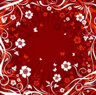 Grunge red floral background