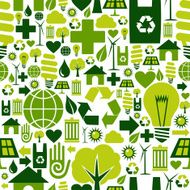 Seamless green environment icons pattern