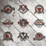 Set labels of butcher shop