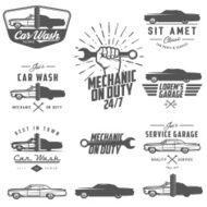 Set of car service labels emblems and design elements