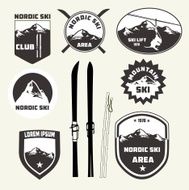 Set of nordic skiing design elements badges and logo patches