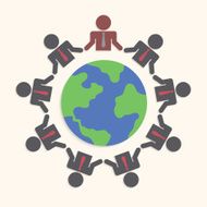 Businessman around the world Teamwork concept
