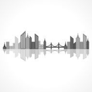 Abstract grey building design with bridge