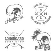 Set of vintage surfing labels and badges N2