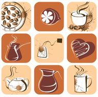 coffee and tea vector icons N2
