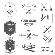 Set of vintage barber shop labels badges and design elements N2