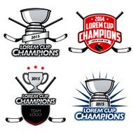 Ice hockey cup champions labels badges and design elements