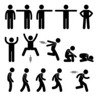 Human Action Poses Postures Stick Figure Pictogram Icons N3